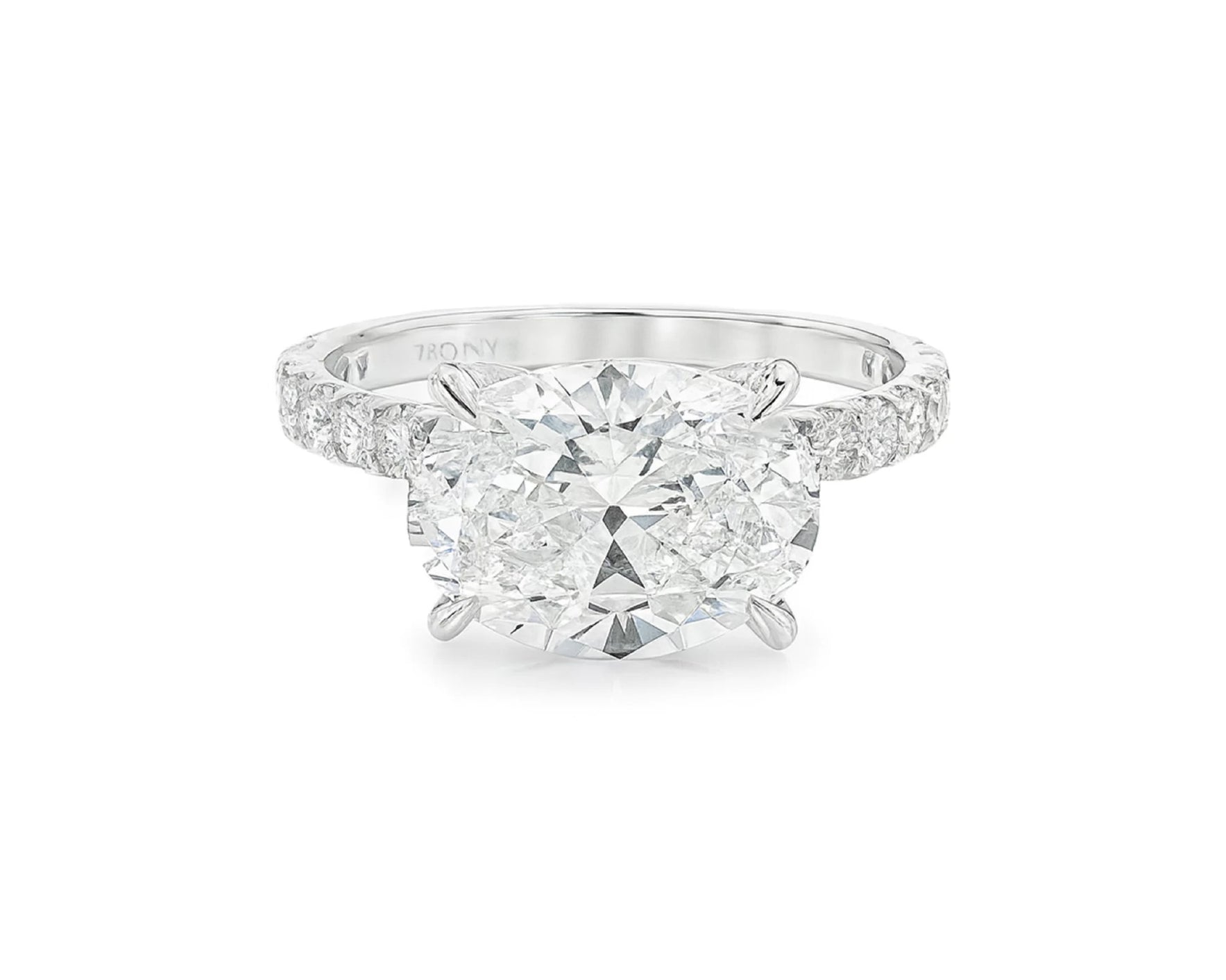 14k Oval Cut East to West Petite Micropavé Engagement Ring 3.54 CT – lifestyle 2347