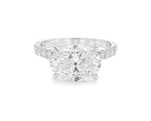 14k Oval Cut East to West Petite Micropavé Engagement Ring 3.54 CT