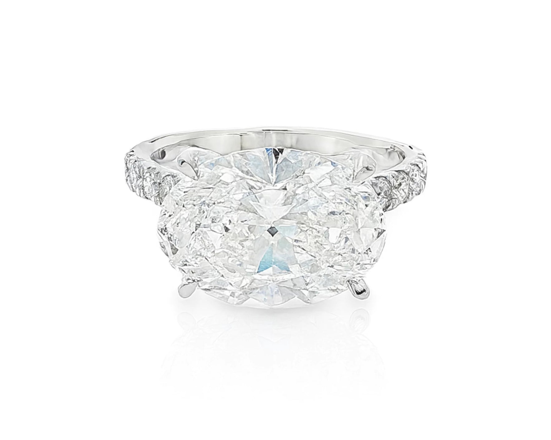 14k Oval Cut East to West Petite Micropavé Engagement Ring 5.65 CT – lifestyle 2489