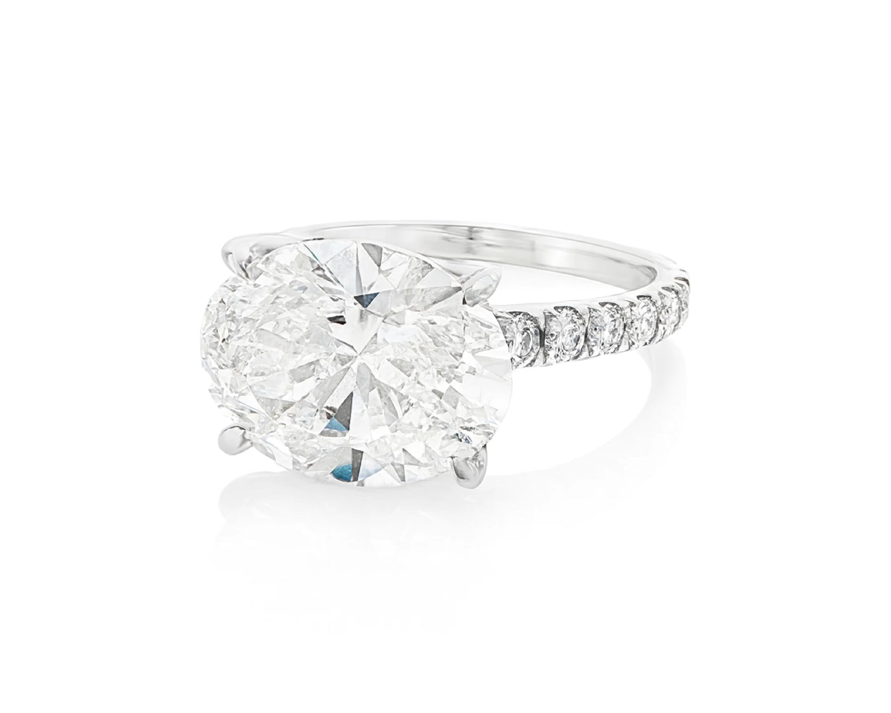 14k Oval Cut East to West Petite Micropavé Engagement Ring 5.65 CT – lifestyle 2490