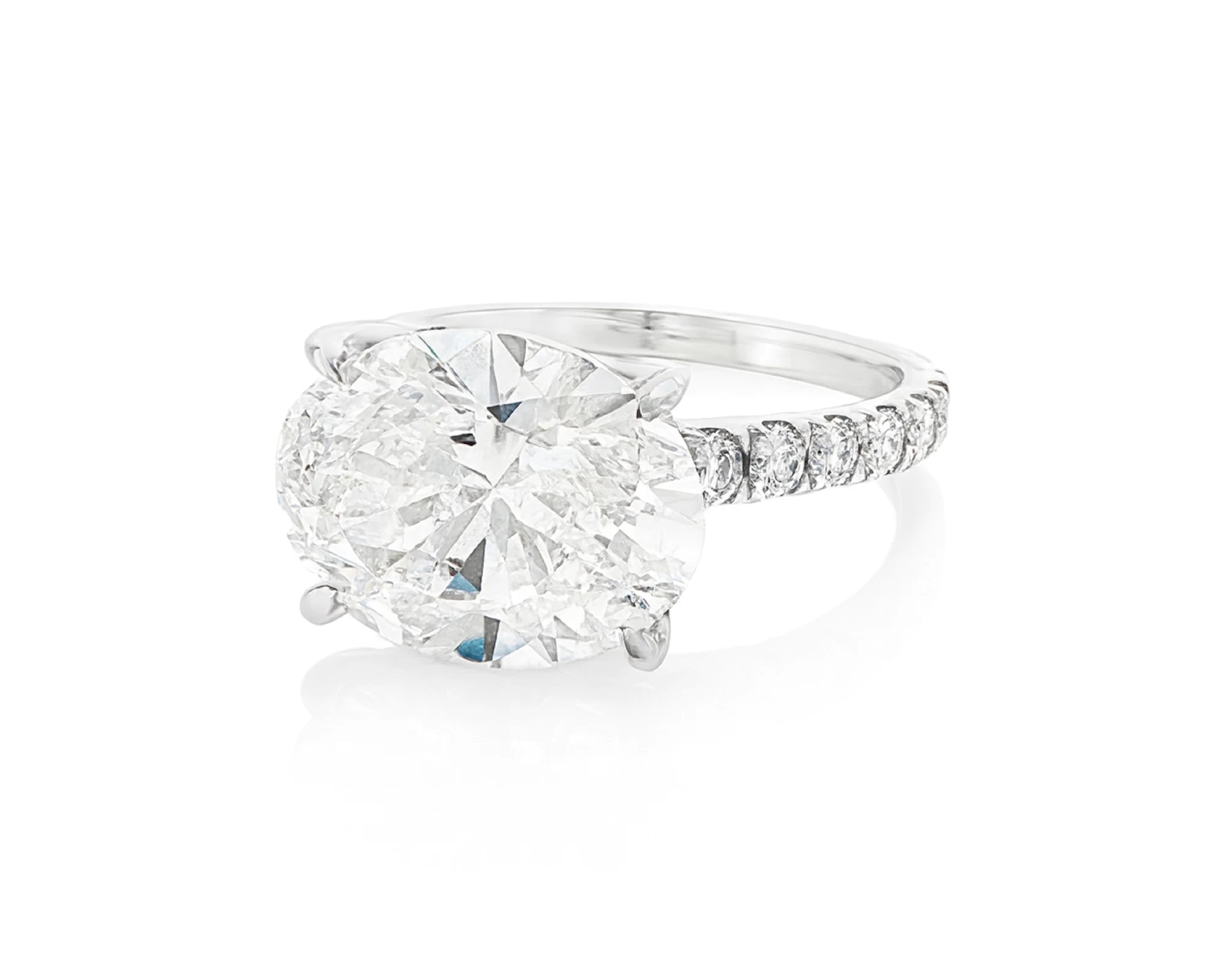14k Oval Cut East to West Petite Micropavé Engagement Ring 5.65 CT – lifestyle 2490