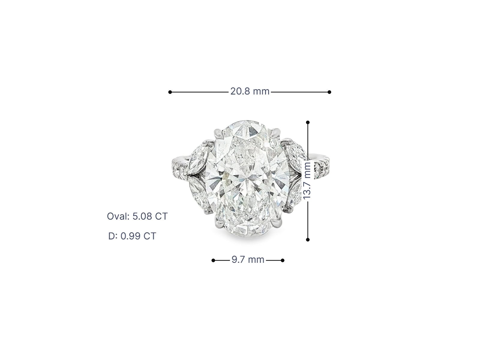 14k Oval Cut Floral Three - Stone Engagement Ring 6.07 CT - AVI THE JEWELER