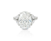 14k Oval Cut Floral Three-Stone Engagement Ring 6.07 CT