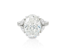 14k Oval Cut Floral Three-Stone Engagement Ring 6.07 CT