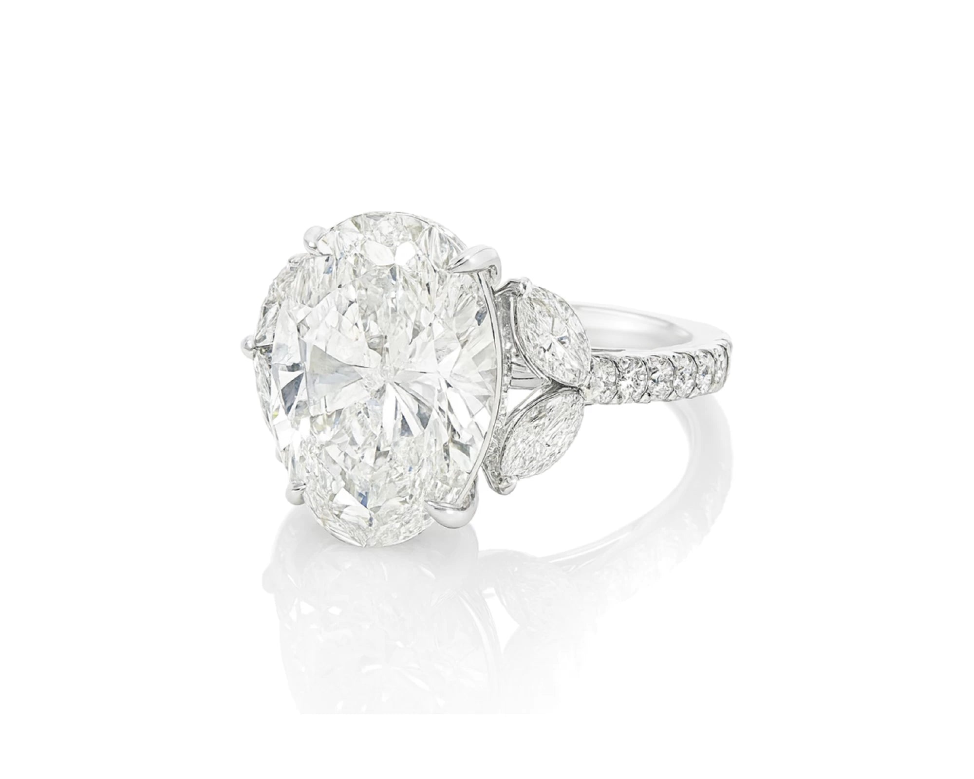 14k Oval Cut Floral Three-Stone Engagement Ring 6.07 CT – lifestyle 2478