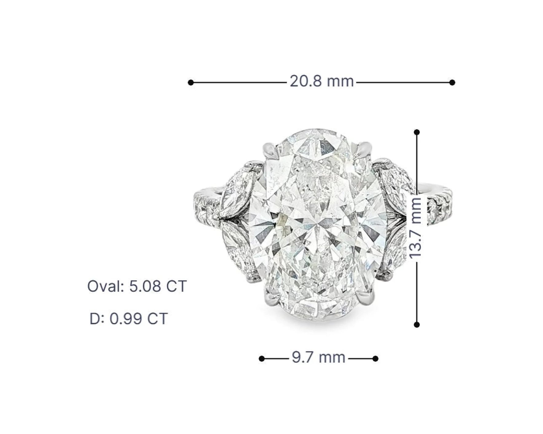 14k Oval Cut Floral Three-Stone Engagement Ring 6.07 CT – lifestyle 3100