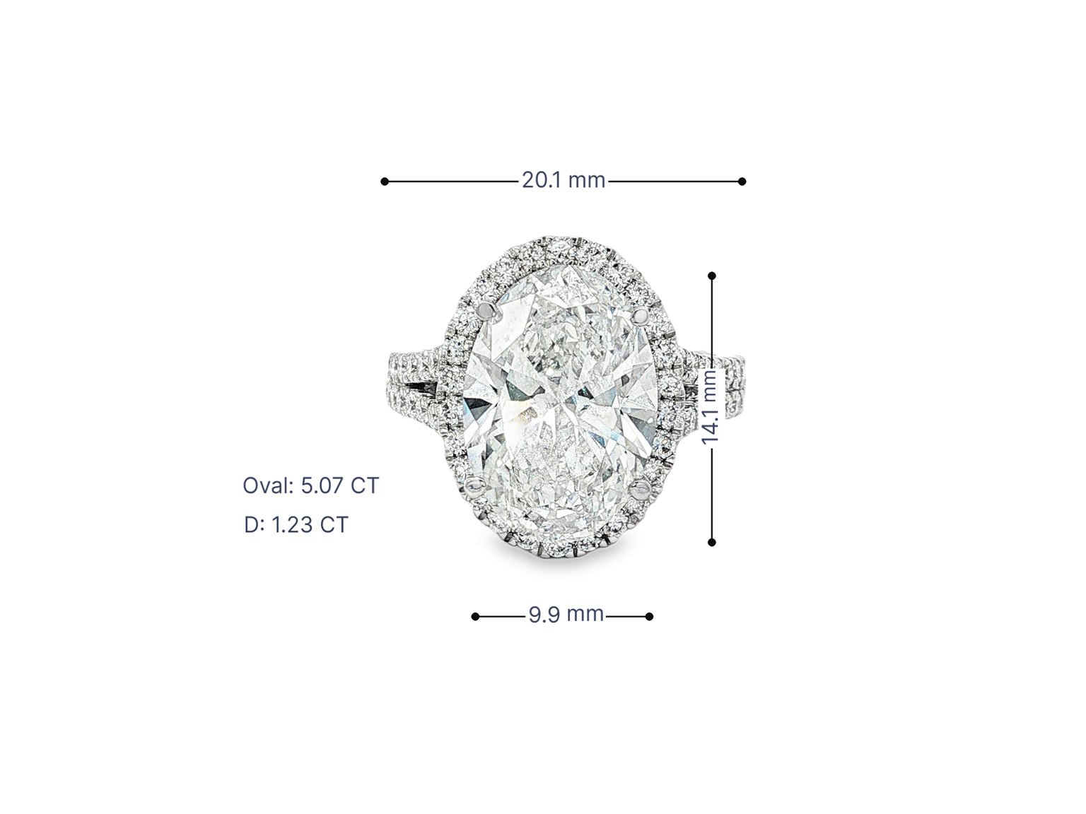 14k Oval Cut Halo Double - Row Micropavé Engagement Ring 6.30 CT - AVI THE JEWELER