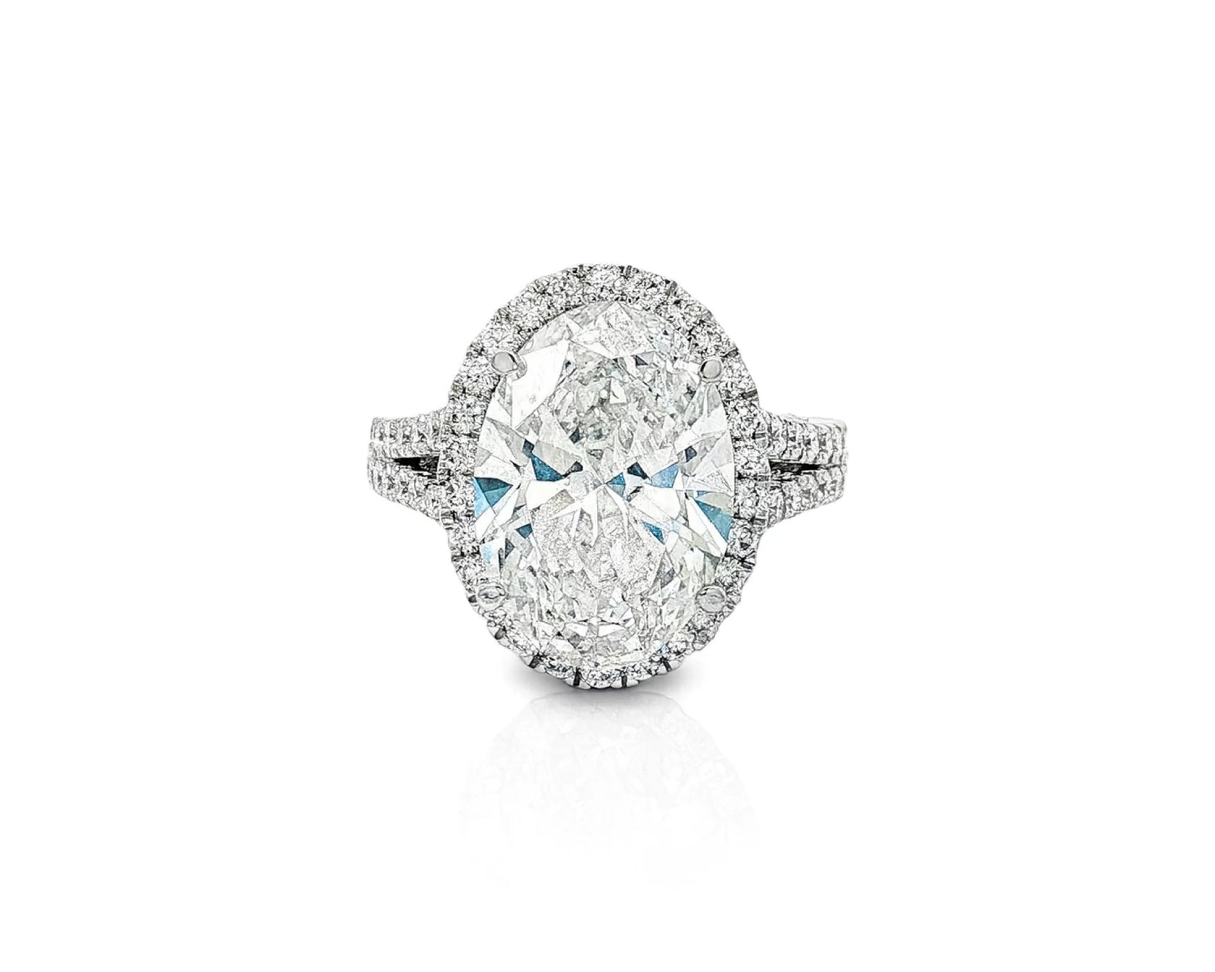 14k Oval Cut Halo Double-Row Micropavé Engagement Ring 6.30 CT – lifestyle 2405