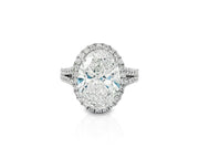 14k Oval Cut Halo Double-Row Micropavé Engagement Ring 6.30 CT