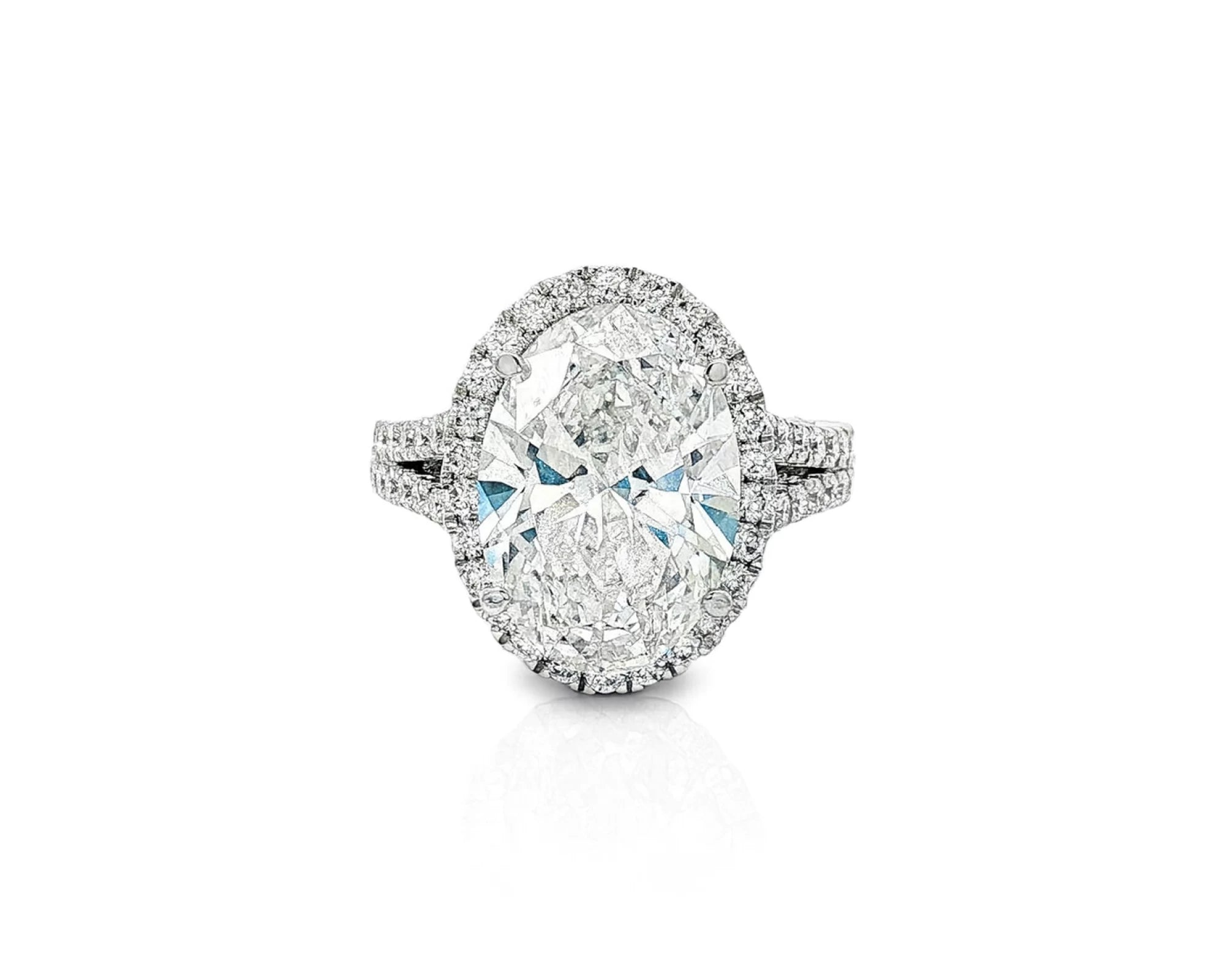14k Oval Cut Halo Double-Row Micropavé Engagement Ring 6.30 CT – lifestyle 2405