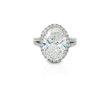 14k Oval Cut Halo Double-Row Micropavé Engagement Ring 6.30 CT