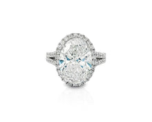 14k Oval Cut Halo Double-Row Micropavé Engagement Ring 6.30 CT