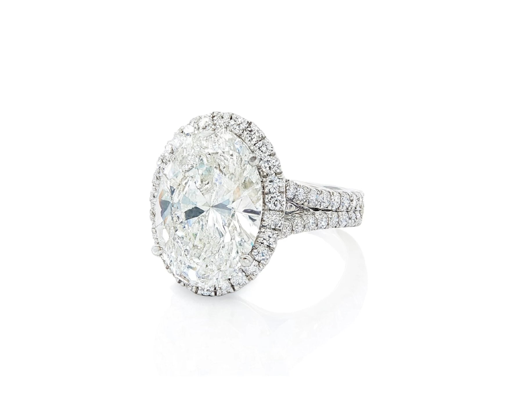 14k Oval Cut Halo Double-Row Micropavé Engagement Ring 6.30 CT – lifestyle 2406