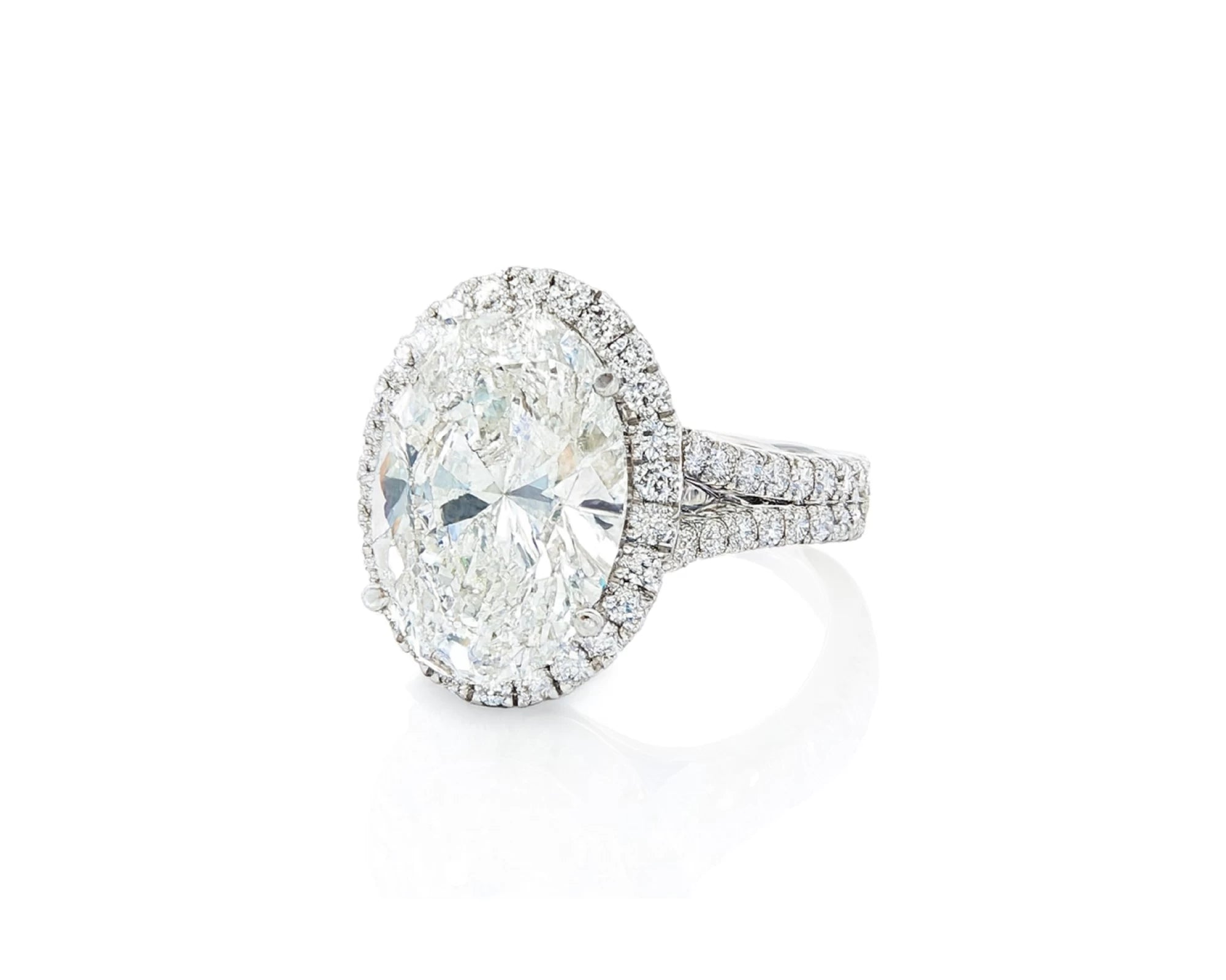 14k Oval Cut Halo Double-Row Micropavé Engagement Ring 6.30 CT – lifestyle 2406