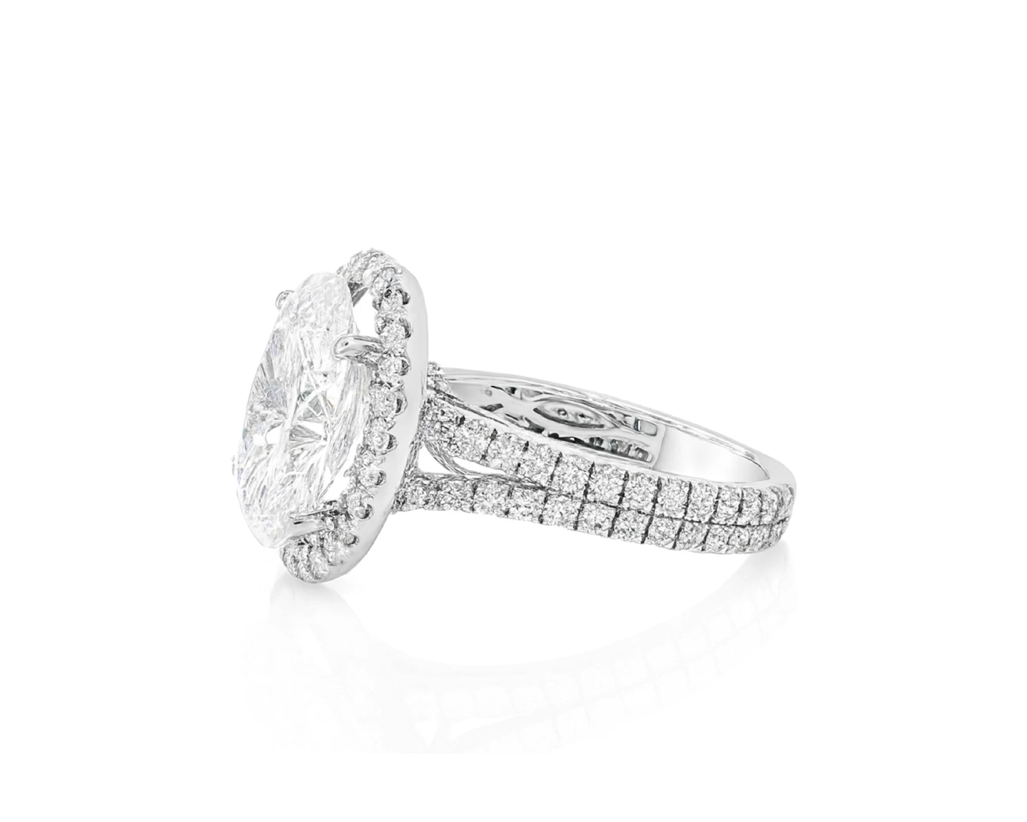 14k Oval Cut Halo Double-Row Micropavé Engagement Ring 6.30 CT – lifestyle 2407