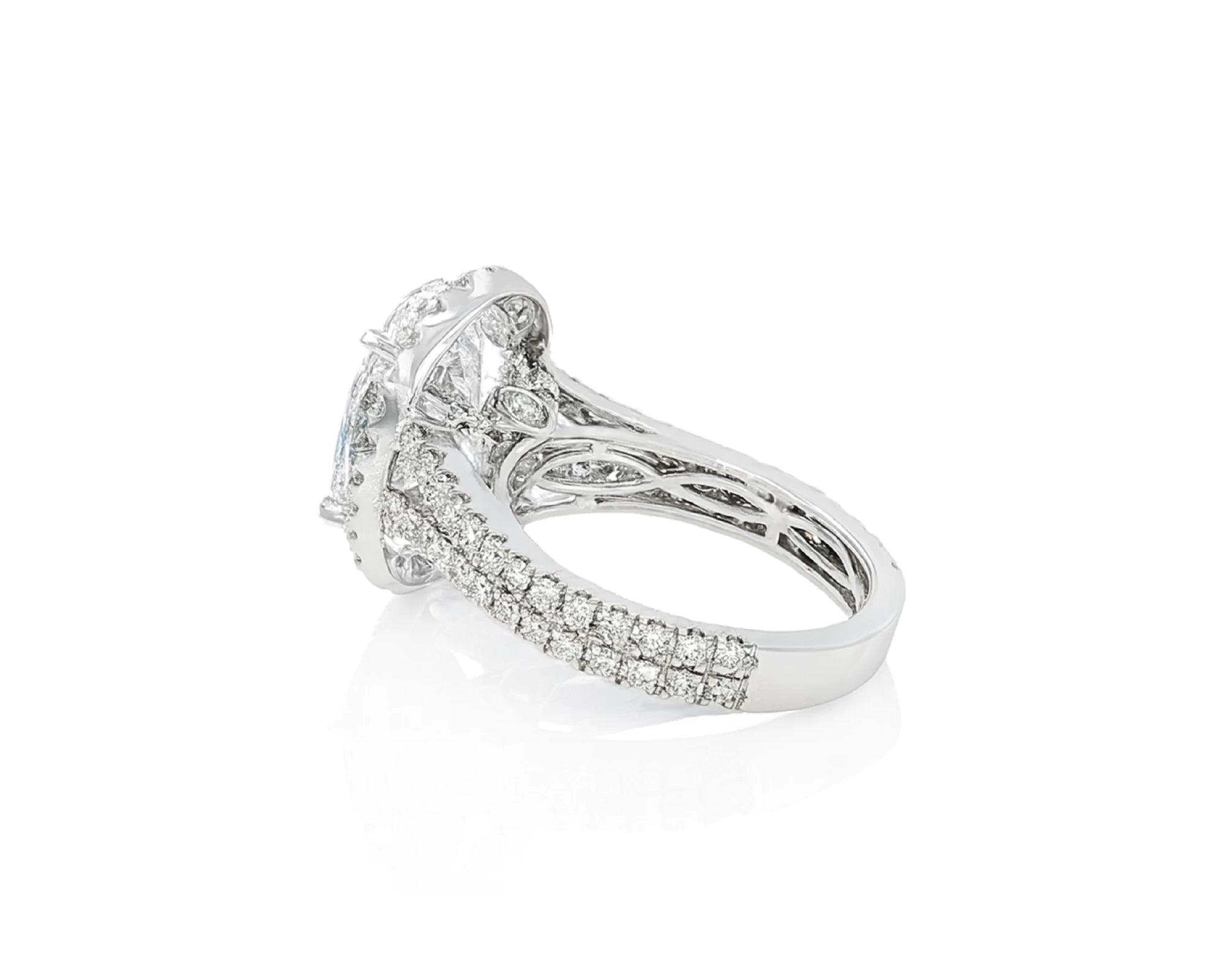 14k Oval Cut Halo Double-Row Micropavé Engagement Ring 6.30 CT – lifestyle 2408