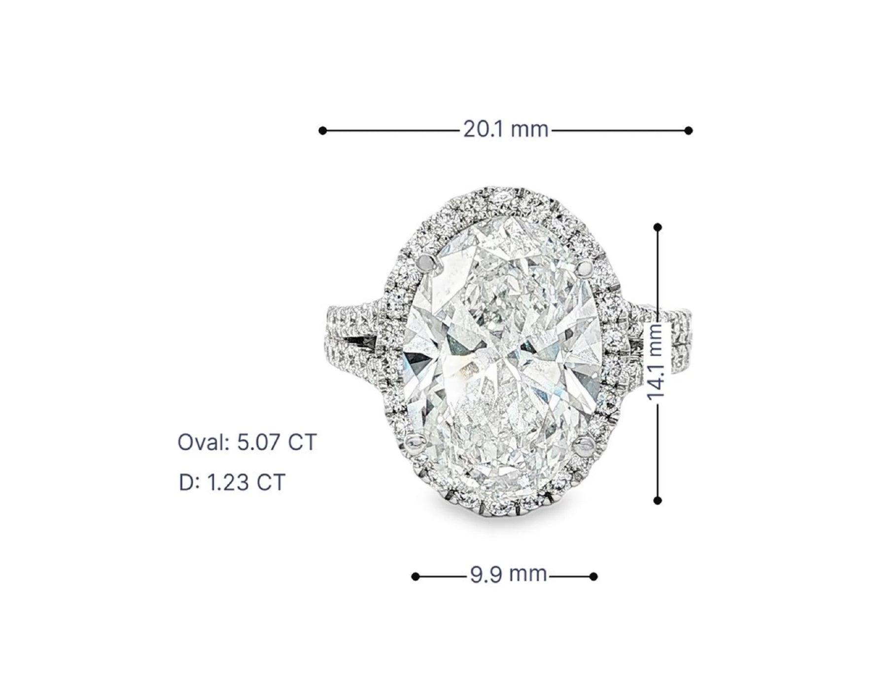 14k Oval Cut Halo Double-Row Micropavé Engagement Ring 6.30 CT – lifestyle 3094