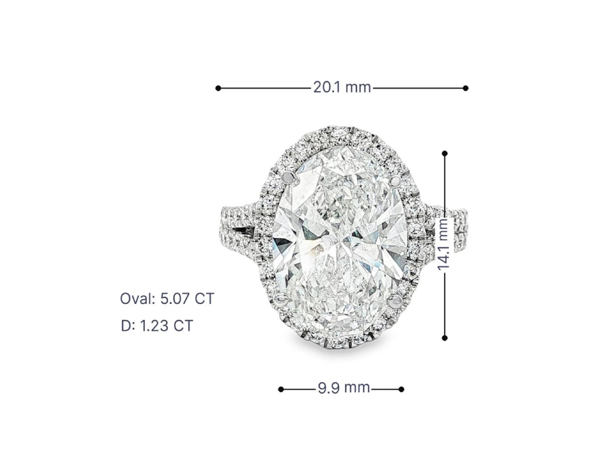 14k Oval Cut Halo Double-Row Micropavé Engagement Ring 6.30 CT – lifestyle 3094