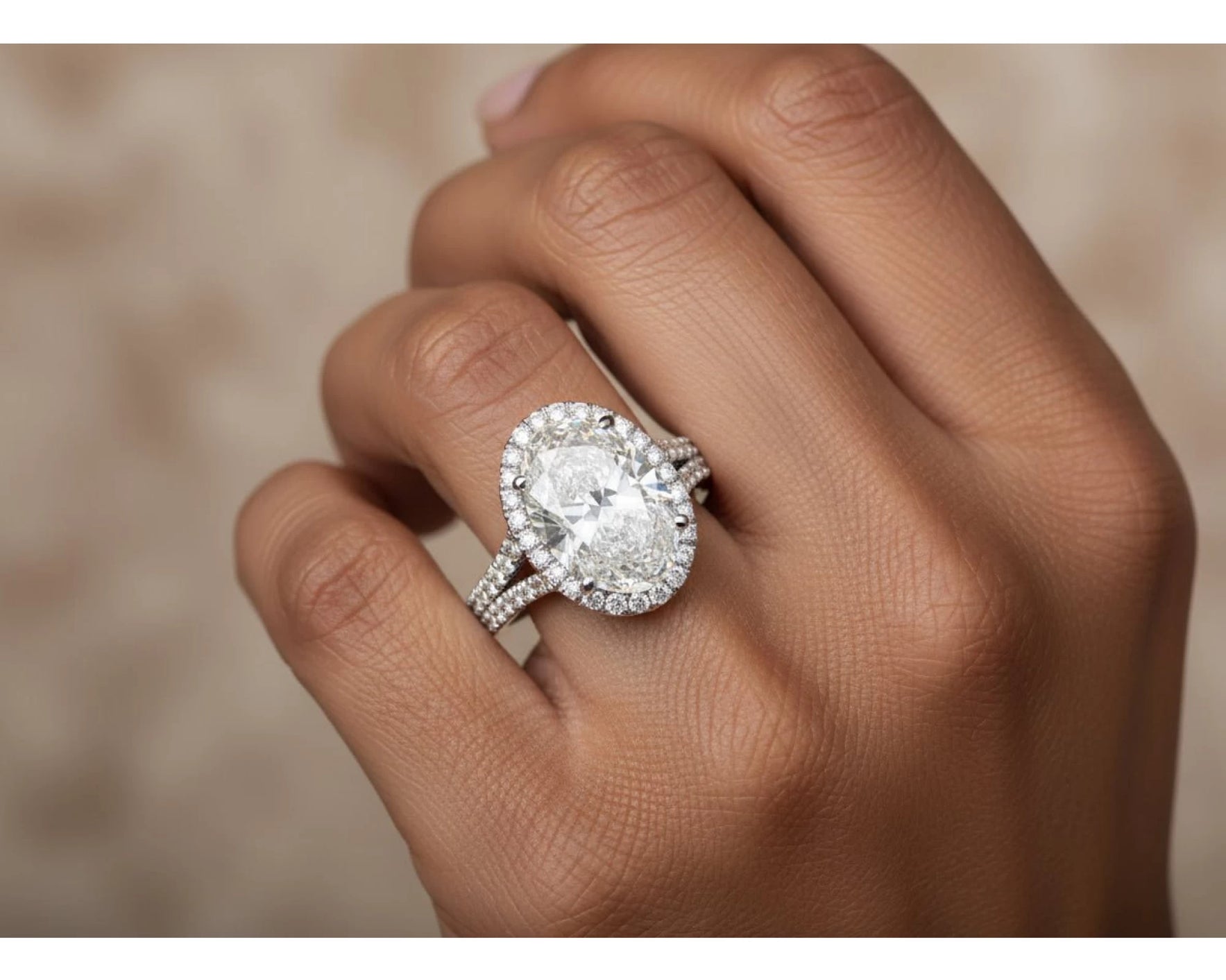 14k Oval Cut Halo Double-Row Micropavé Engagement Ring 6.30 CT – view 2
