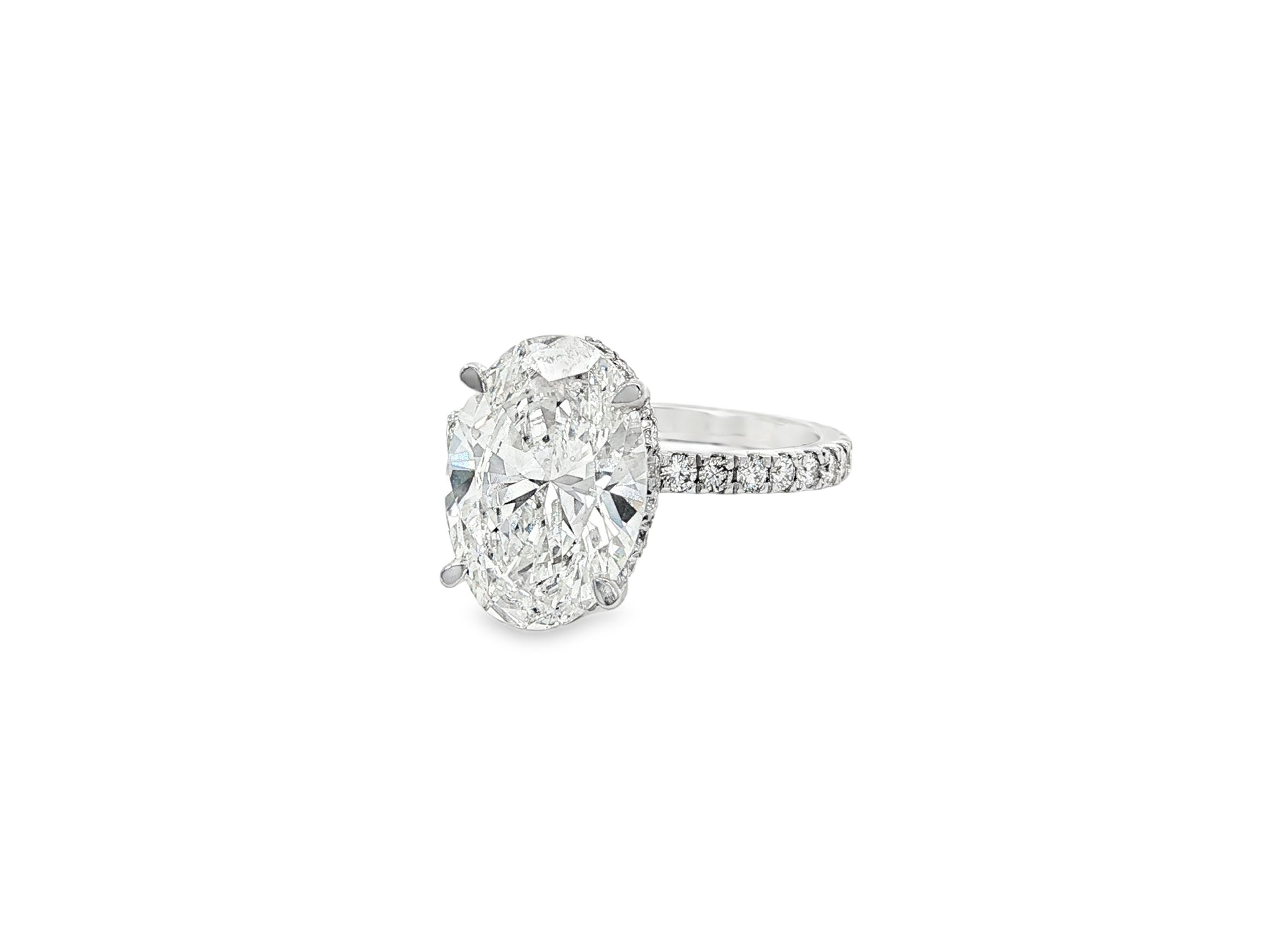 14k Oval Cut Micropavé Engagement Ring 4.80 CT - AVI THE JEWELER