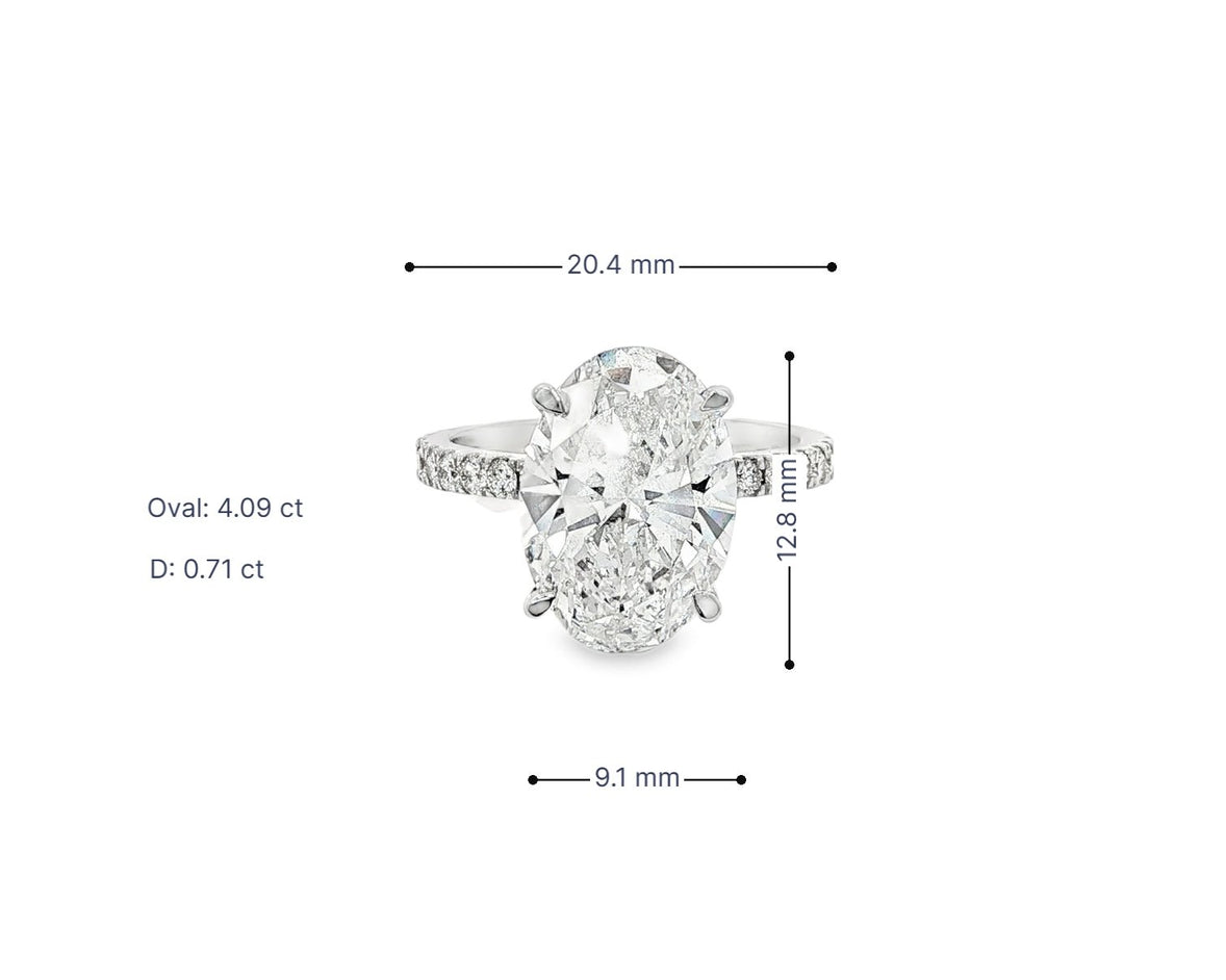 14k Oval Cut Micropavé Engagement Ring 4.80 CT - AVI THE JEWELER