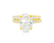 14K Oval Cut Pavé Diamond Engagement Ring Set 5.30 CT