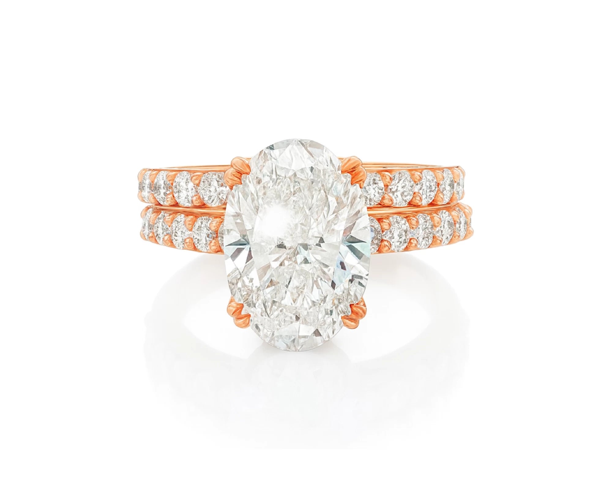 14K Oval Cut Pavé Diamond Engagement Ring Set 5.30 CT – lifestyle 2110
