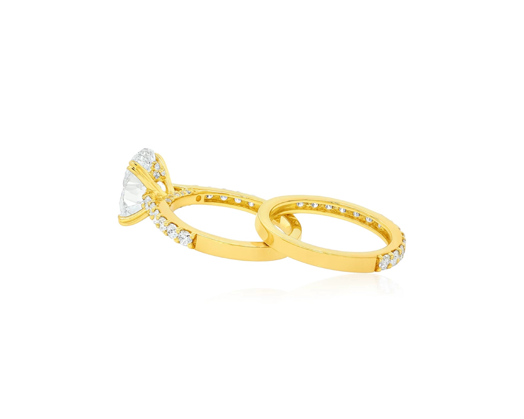 14K Oval Cut Pavé Diamond Engagement Ring Set 5.30 CT – lifestyle 2112
