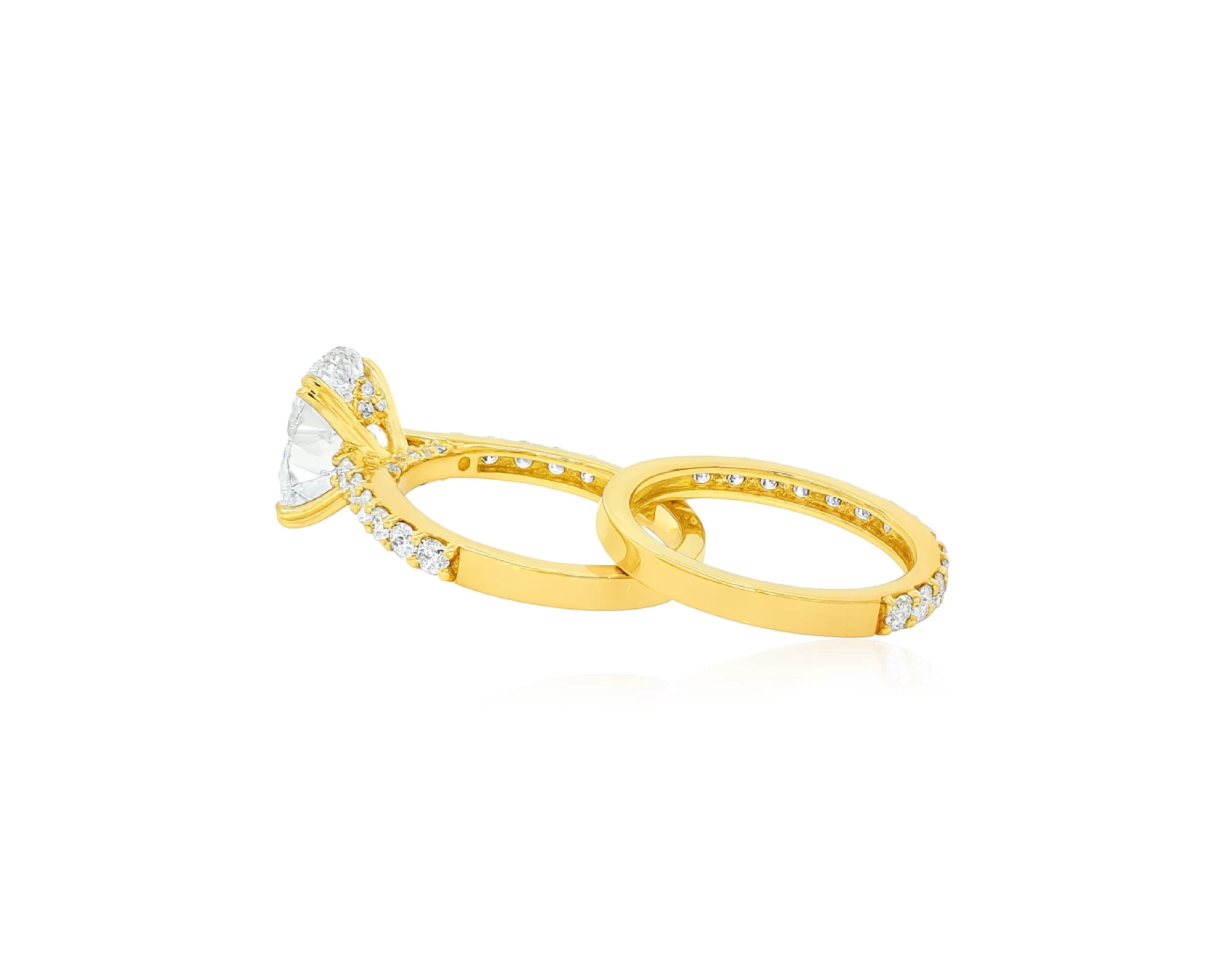 14K Oval Cut Pavé Diamond Engagement Ring Set 5.30 CT – lifestyle 2112