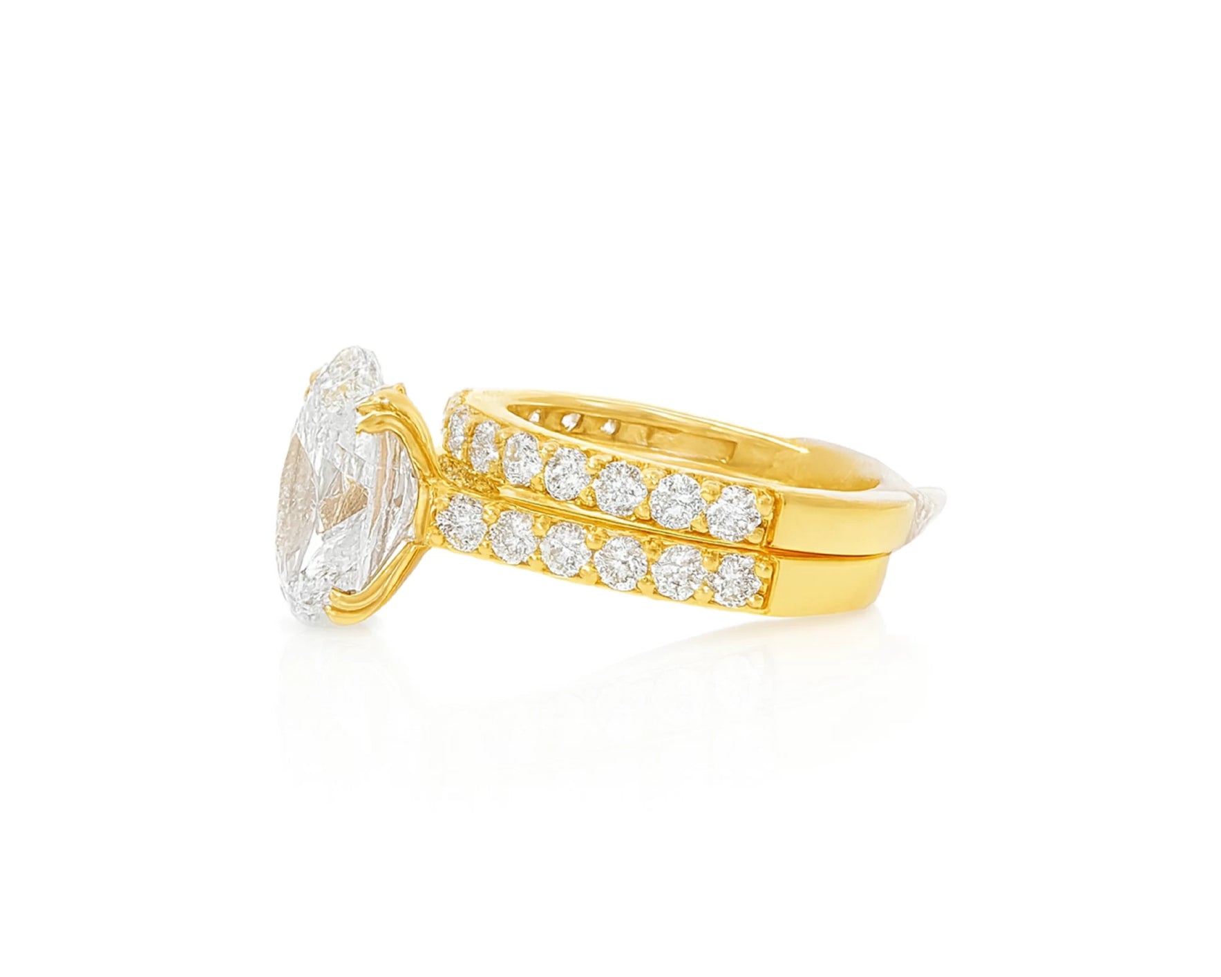 14K Oval Cut Pavé Diamond Engagement Ring Set 5.30 CT – lifestyle 2113