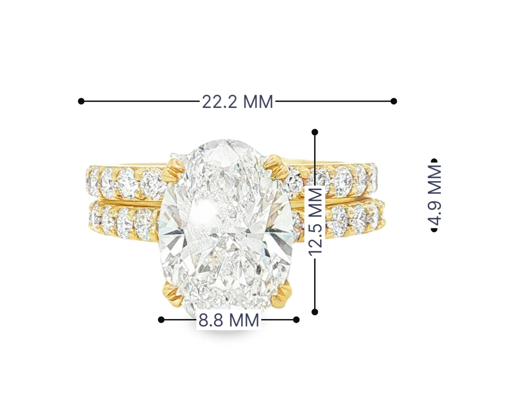 14K Oval Cut Pavé Diamond Engagement Ring Set 5.30 CT – lifestyle 3072
