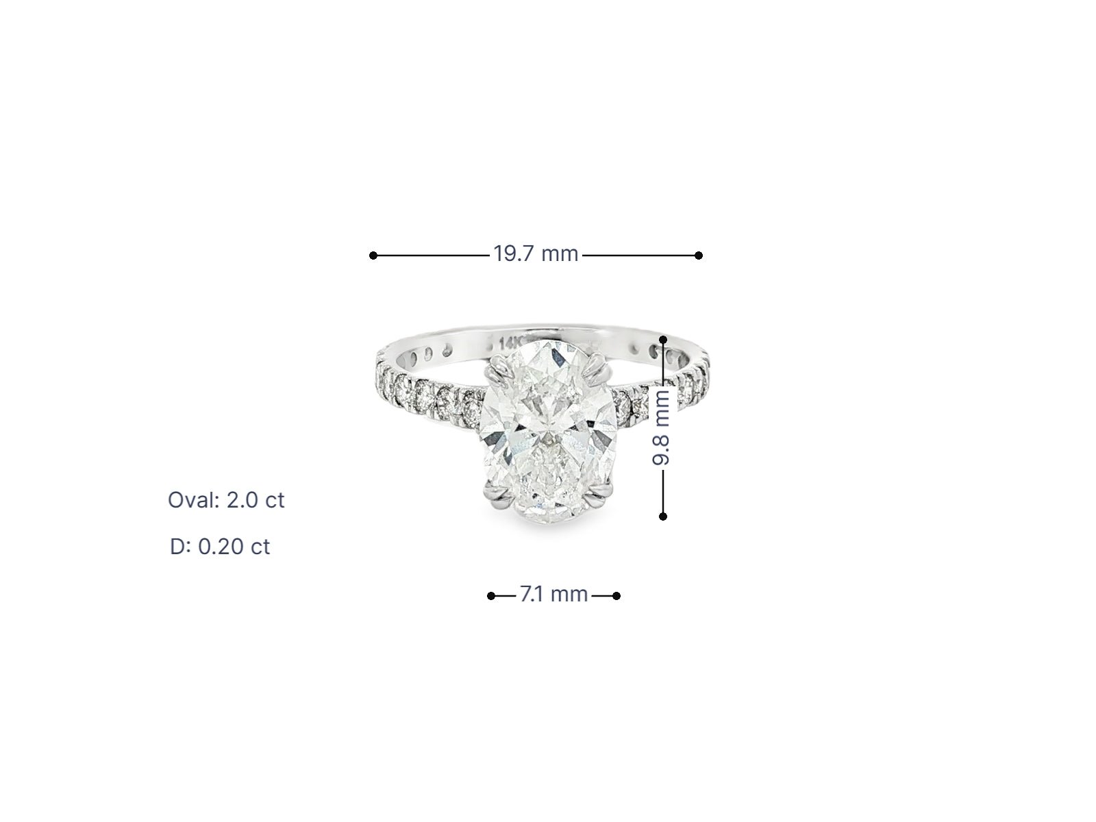 14k Oval Cut Petite Micropavé Engagement Ring 2.20 CT - AVI THE JEWELER