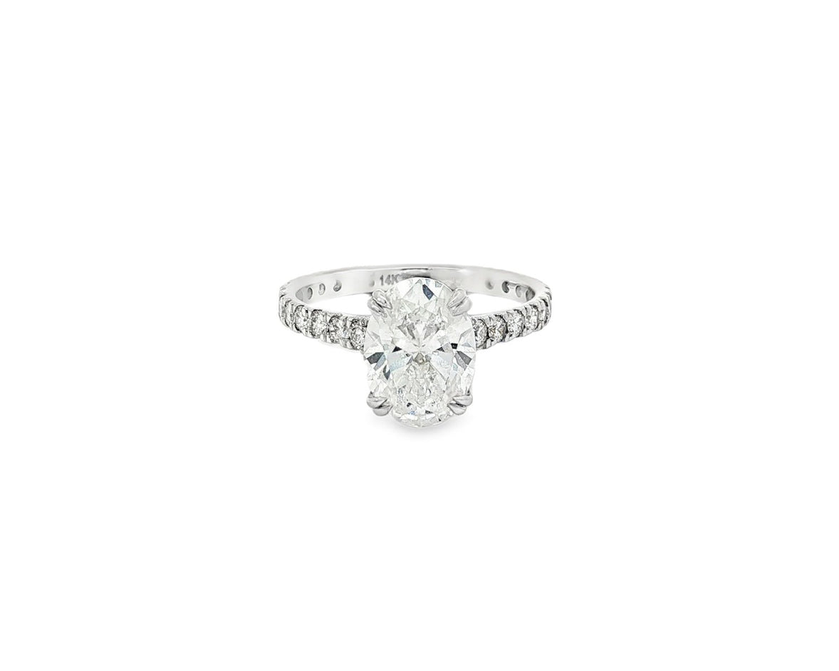 14k Oval Cut Petite Micropavé Engagement Ring 2.20 CT - AVI THE JEWELER