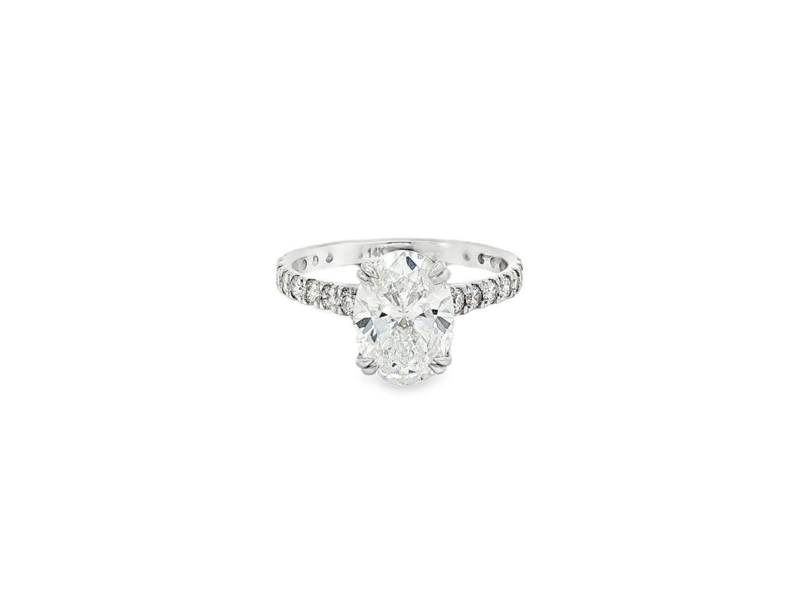 14k Oval Cut Petite Micropavé Engagement Ring 2.20 CT - AVI THE JEWELER