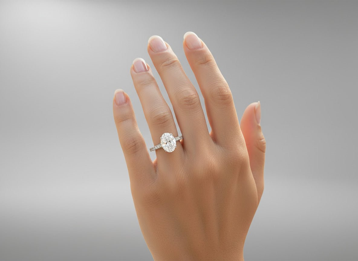 14k Oval Cut Petite Micropavé Engagement Ring 2.20 CT - AVI THE JEWELER