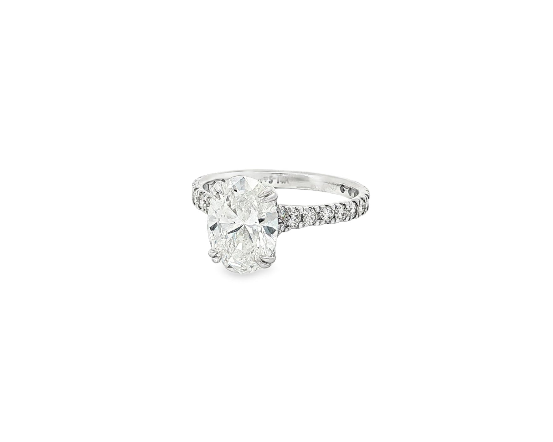 14k Oval Cut Petite Micropavé Engagement Ring 2.20 CT - AVI THE JEWELER