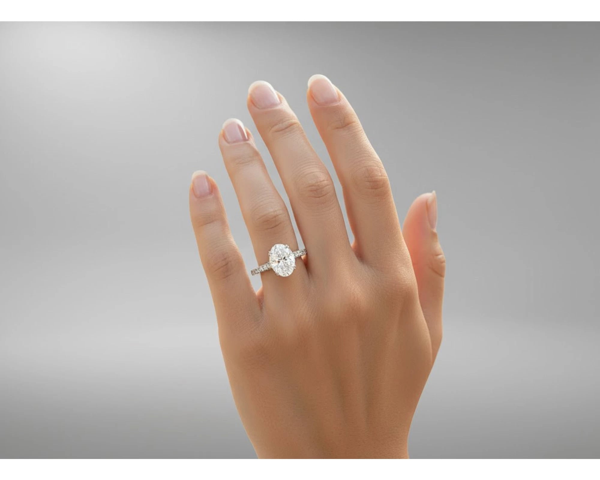 14k Oval Cut Petite Micropavé Engagement Ring 2.20 CT – view 2
