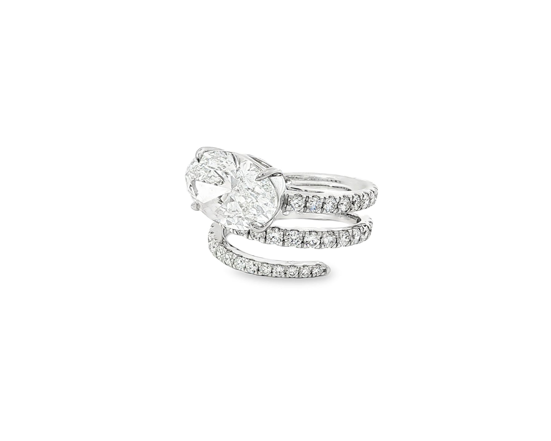 14k Oval Cut Spiral Micropavé Engagement Ring 5.50 CT - AVI THE JEWELER