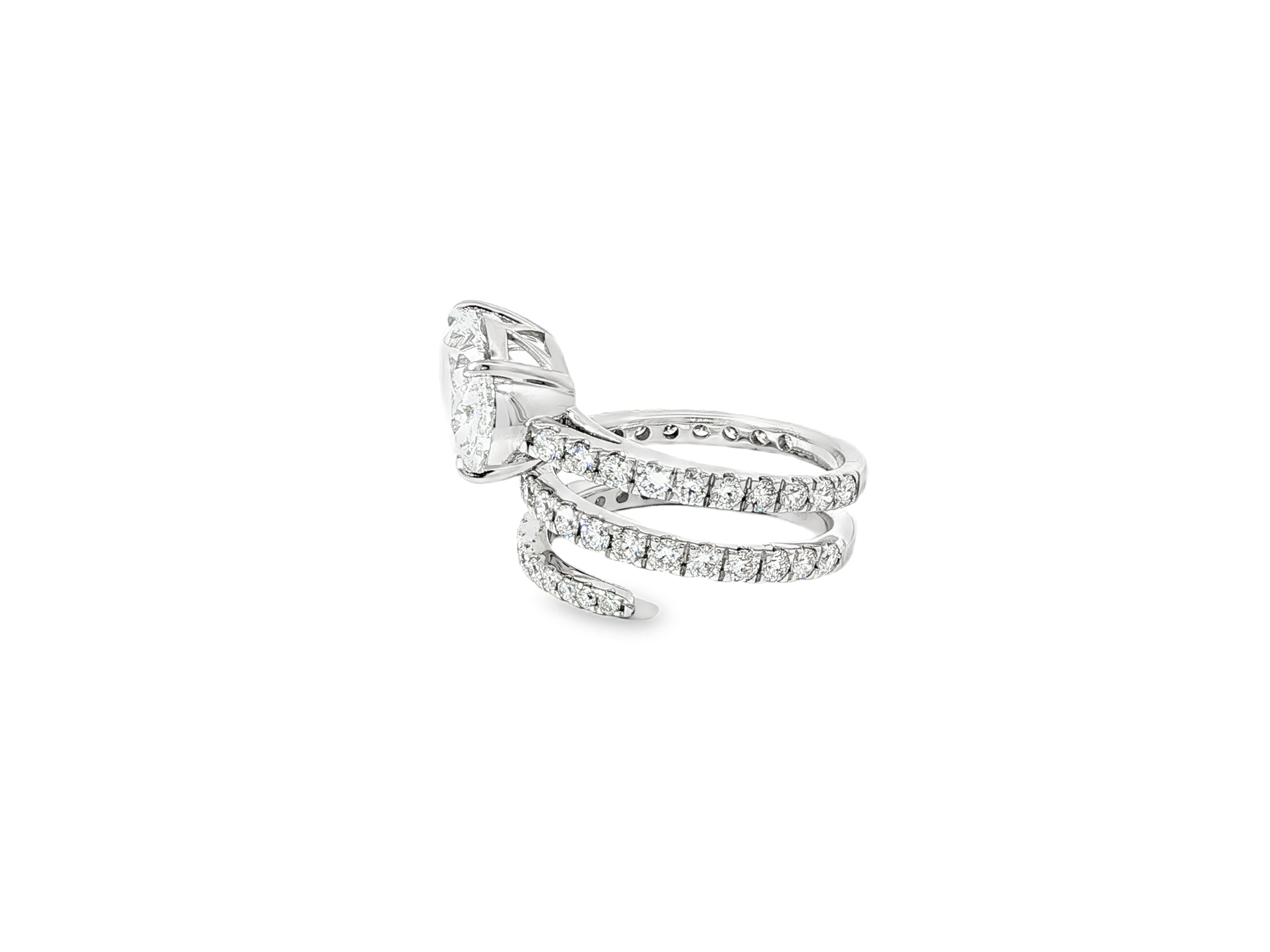 14k Oval Cut Spiral Micropavé Engagement Ring 5.50 CT - AVI THE JEWELER
