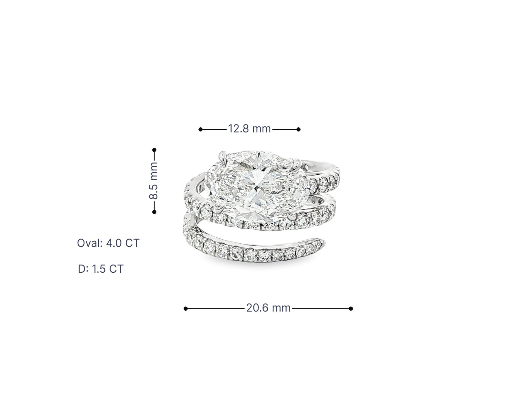 14k Oval Cut Spiral Micropavé Engagement Ring 5.50 CT - AVI THE JEWELER