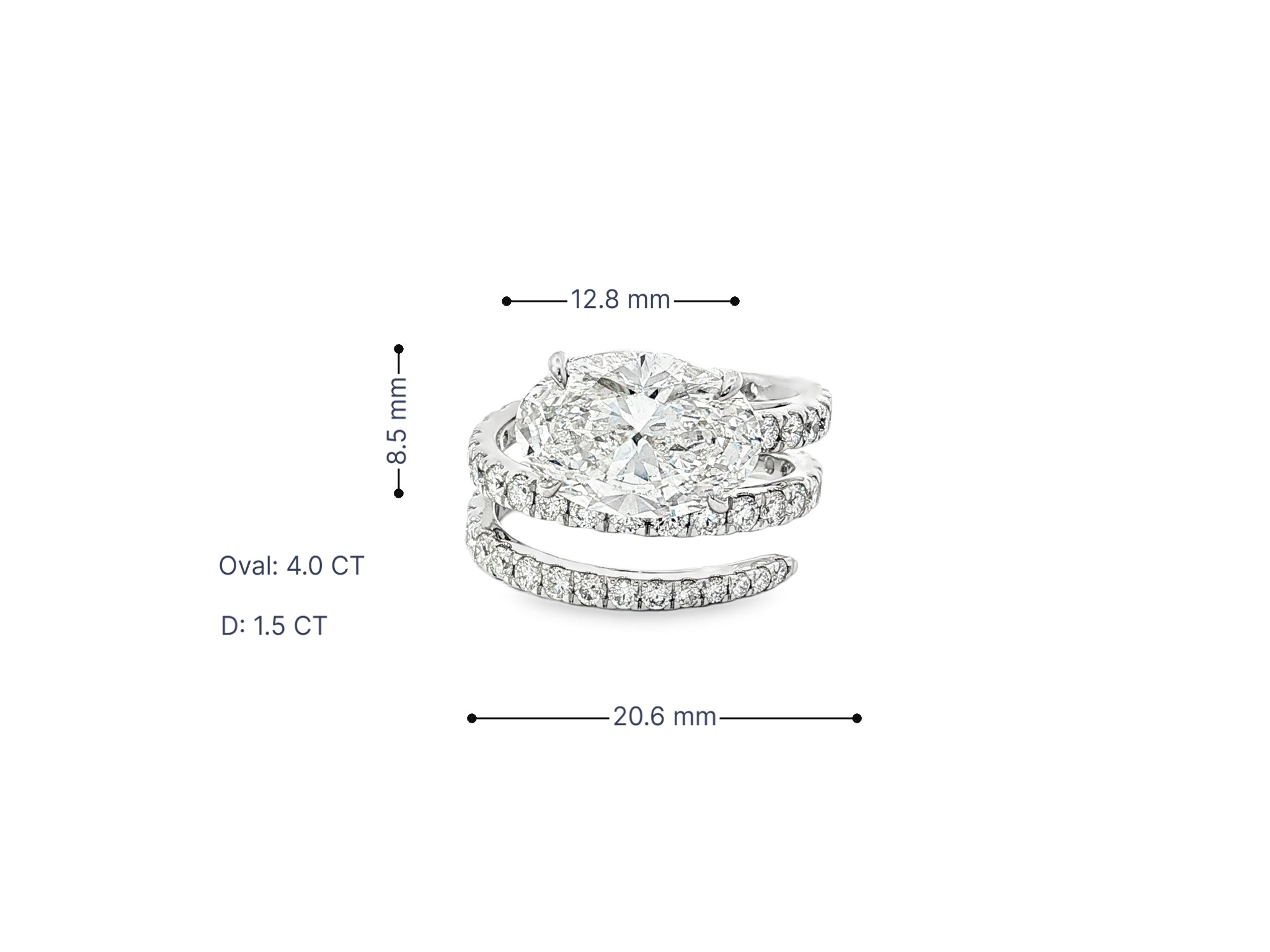 14k Oval Cut Spiral Micropavé Engagement Ring 5.50 CT - AVI THE JEWELER