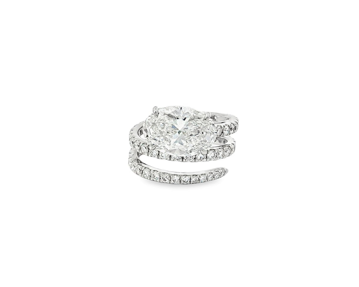 14k Oval Cut Spiral Micropavé Engagement Ring 5.50 CT - AVI THE JEWELER