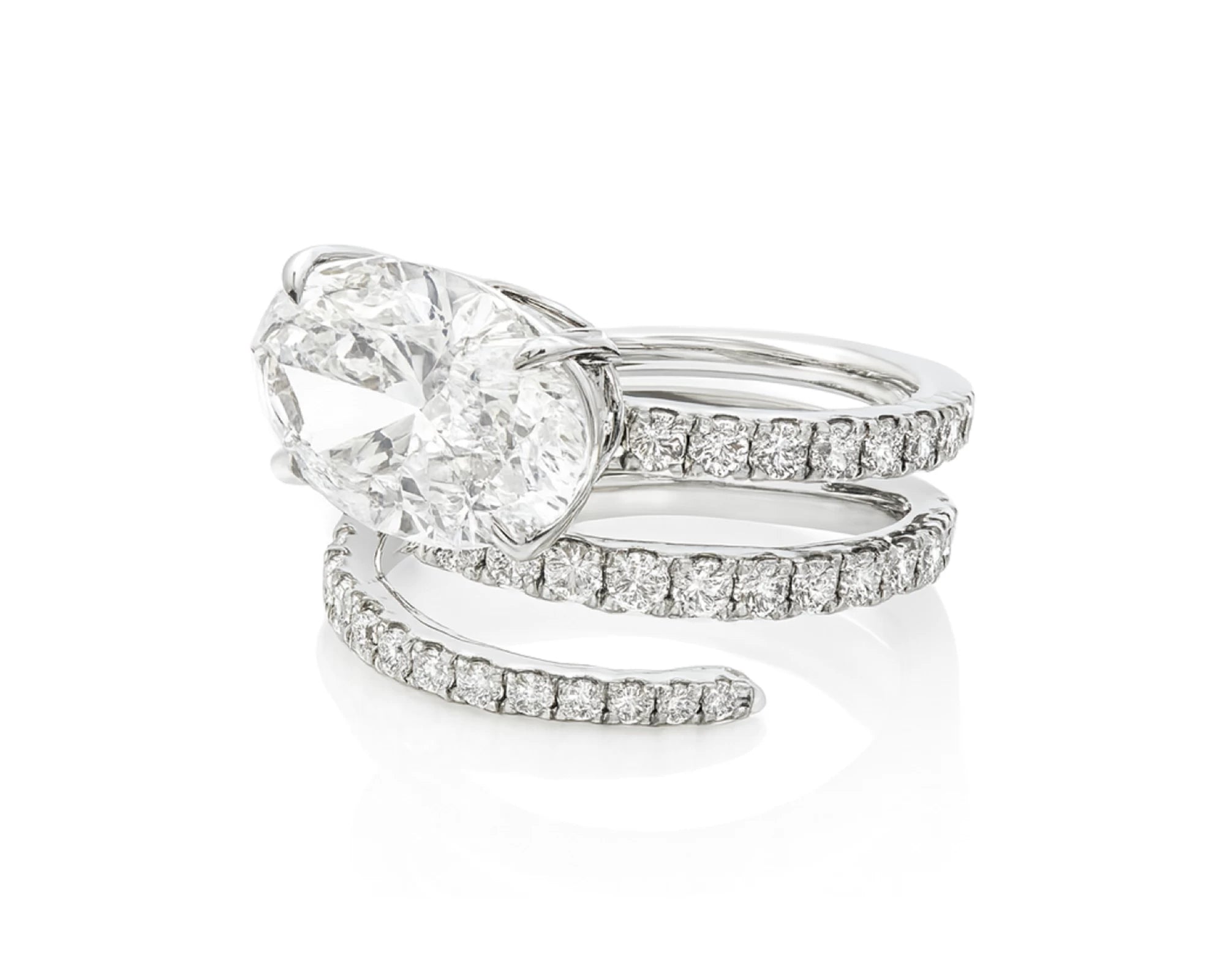 14k Oval Cut Spiral Micropavé Engagement Ring 5.50 CT – lifestyle 2515