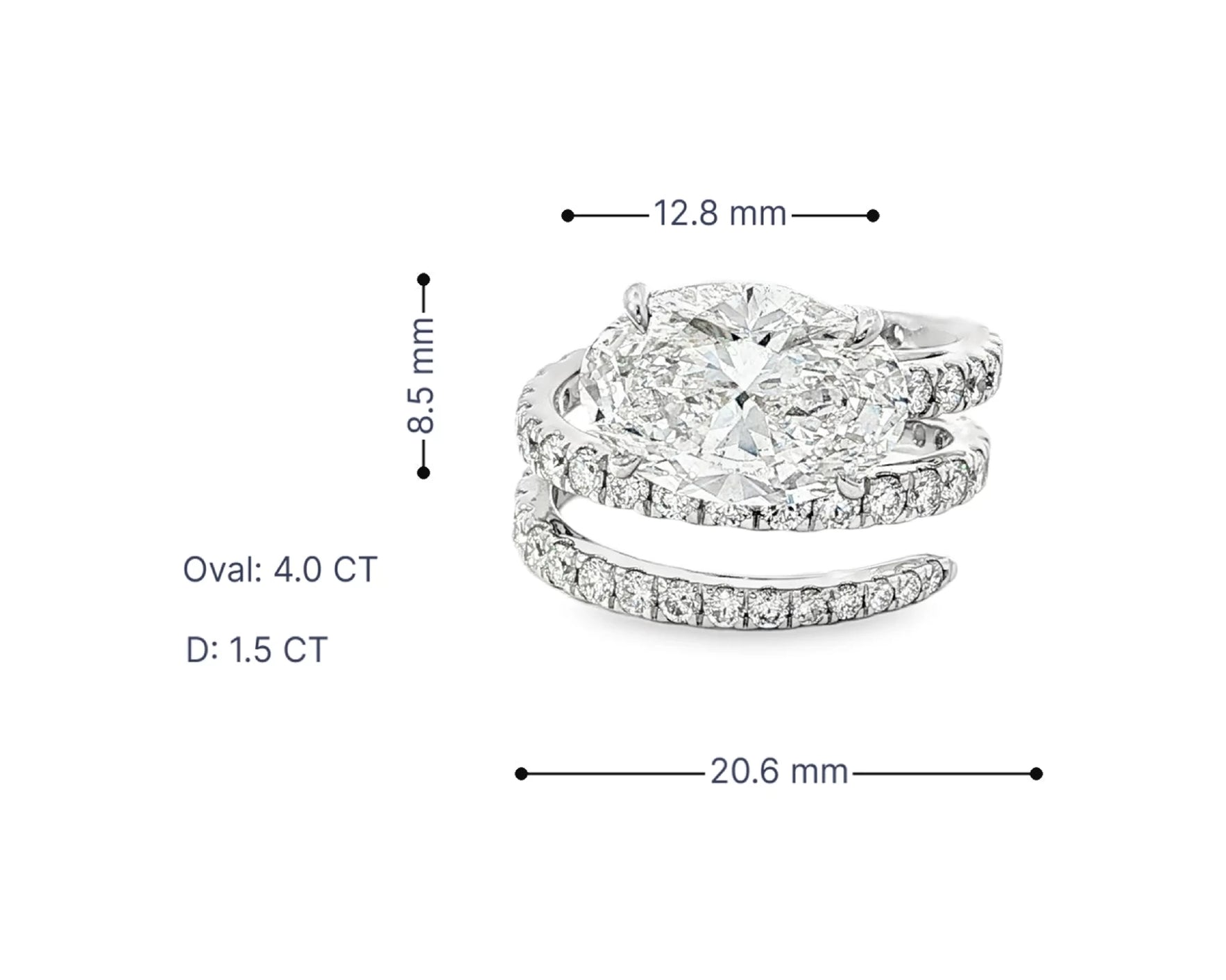 14k Oval Cut Spiral Micropavé Engagement Ring 5.50 CT – lifestyle 3102