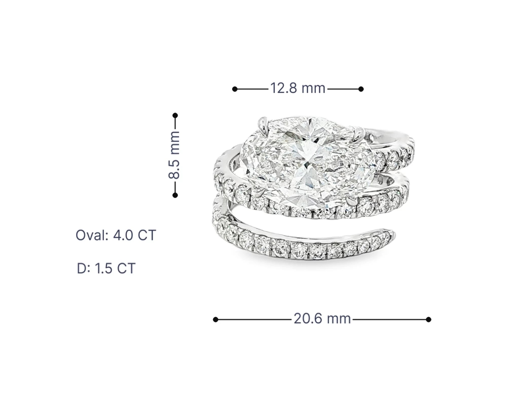 14k Oval Cut Spiral Micropavé Engagement Ring 5.50 CT – lifestyle 3102