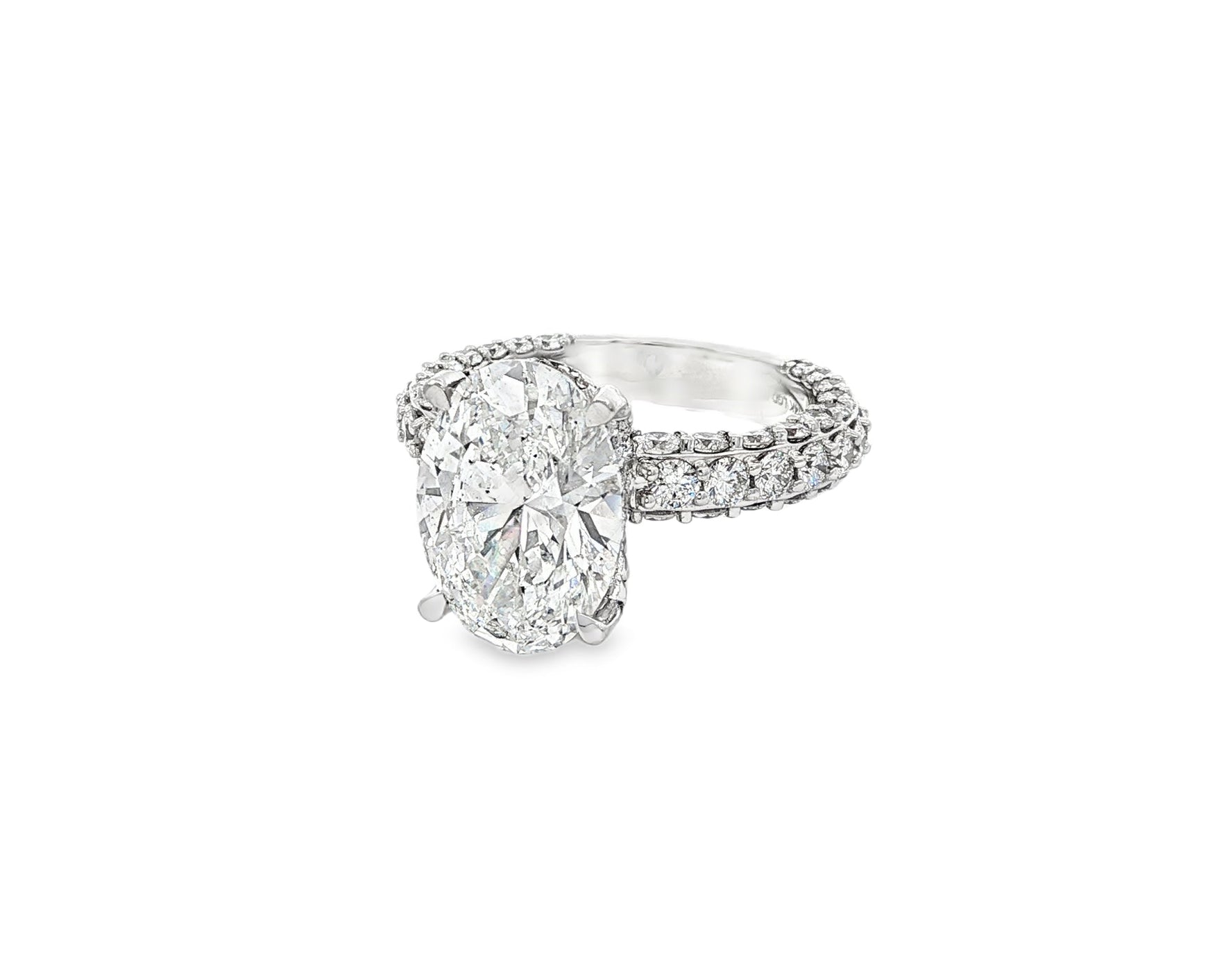 14k Oval Cut Triple - Row Pavé Engagement Ring 6.10 CT - AVI THE JEWELER
