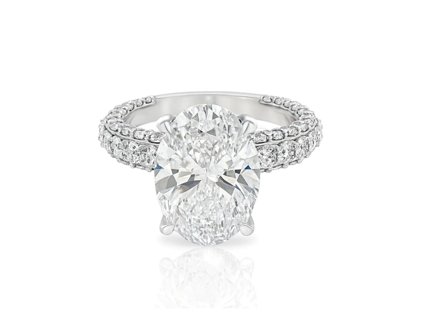 14k Oval Cut Triple-Row Pavé Engagement Ring 6.10 CT – lifestyle 2303