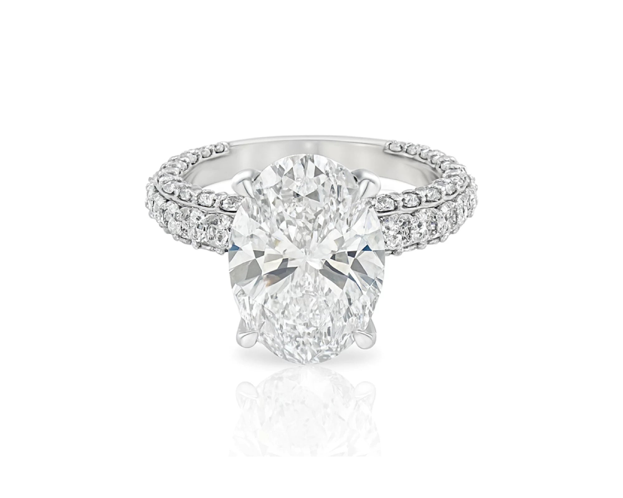 14k Oval Cut Triple-Row Pavé Engagement Ring 6.10 CT – lifestyle 2303