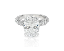14k Oval Cut Triple-Row Pavé Engagement Ring 6.10 CT