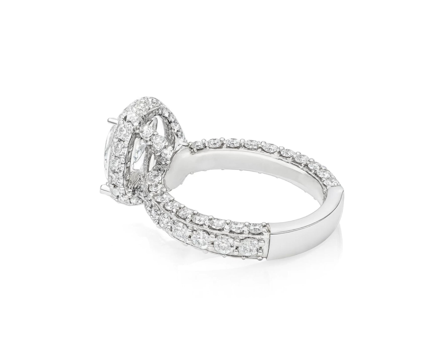 14k Oval Cut Triple-Row Pavé Engagement Ring 6.10 CT – lifestyle 2306